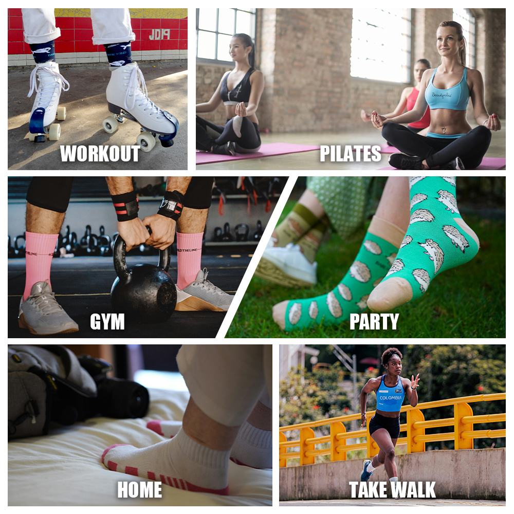 Custom Non-slip Athletic Terry Yoga Tube Socks Adult Anti Slip Yoga Grip Socks For Women