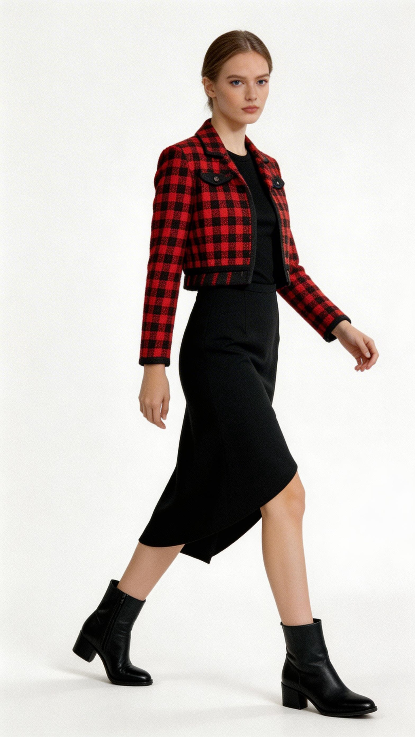 Trendy Woven Short Color Blocking Coat for Women with Slim Fit Design Lightweight Casual Outerwear for Winter