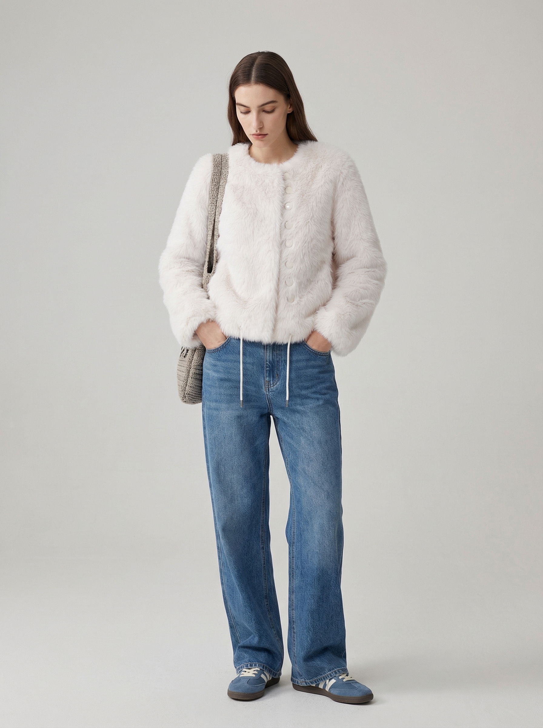 Women's Eco-Friendly Ultra Warm Single Button Short Coat-100% Polyester Faux Fur Fashion Jacket
