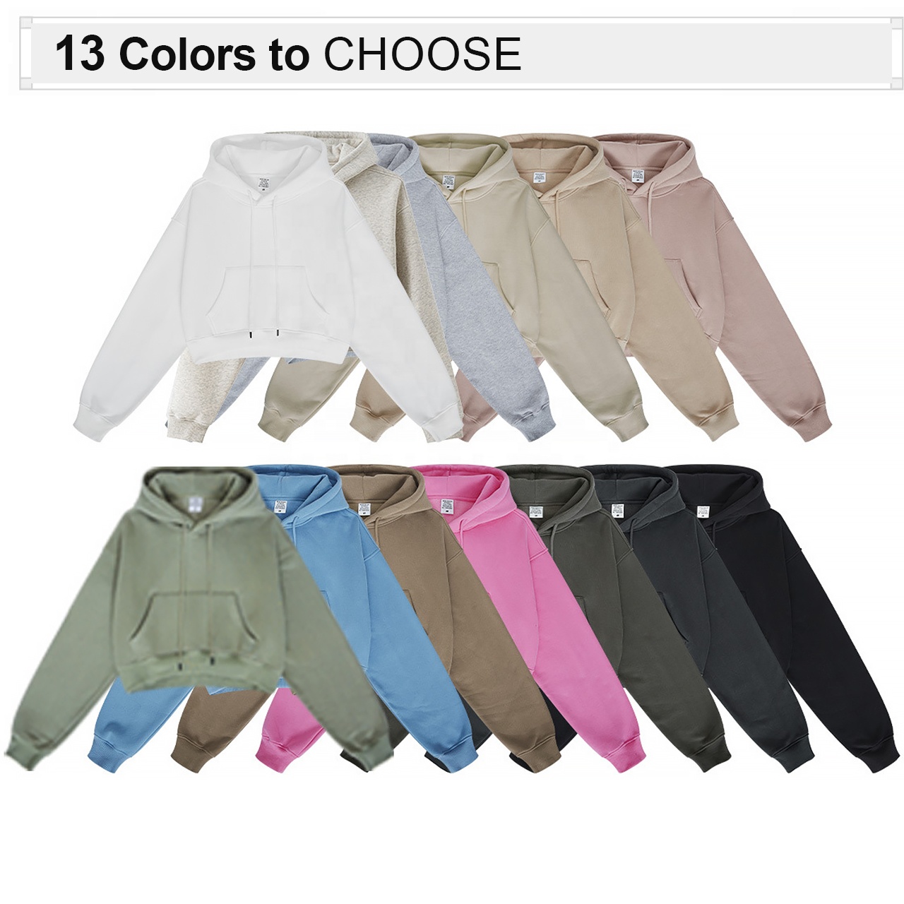 Fashion Streetwear Drop Shoulder Hoodies Custom logo Women's Copped Blank Hoodie