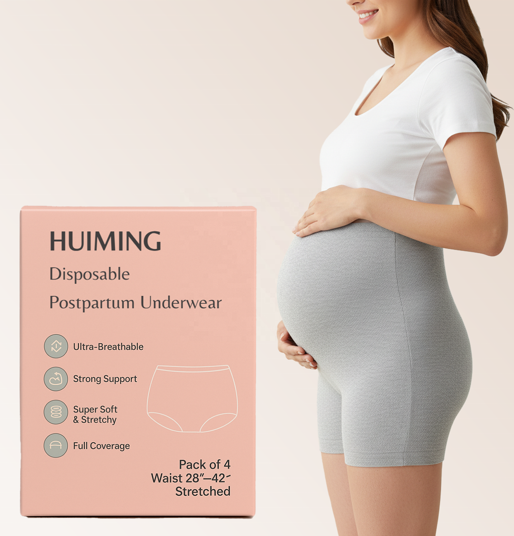 Nice Soft High Waist Maternity Underwear Eco-Friendly Plus-Size Stretch Undershorts for Women Plain Postpartum Clothing