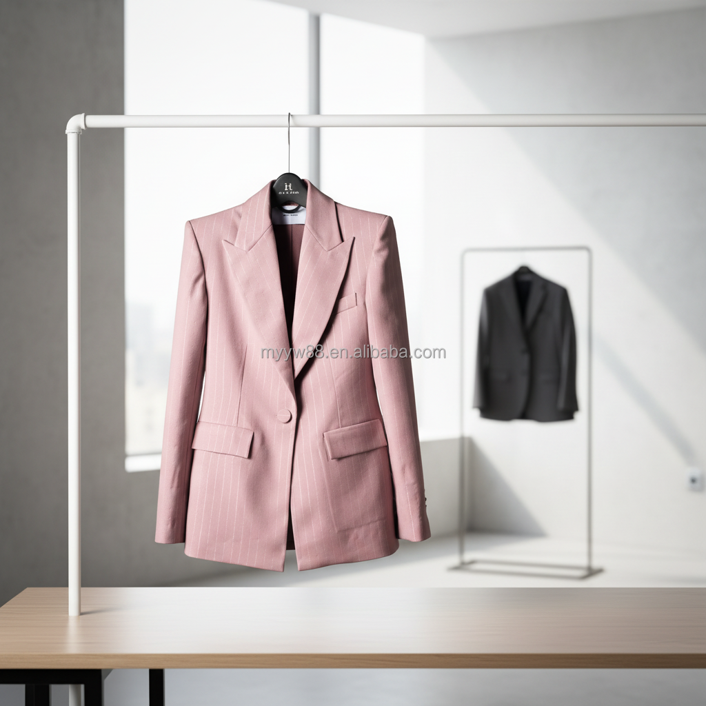 Custom Wholesale Pink Pinstripe Women's Suit High Quality Striped Blazer Set Business Formal Office Wear Apparel OEM/ODM ForSale