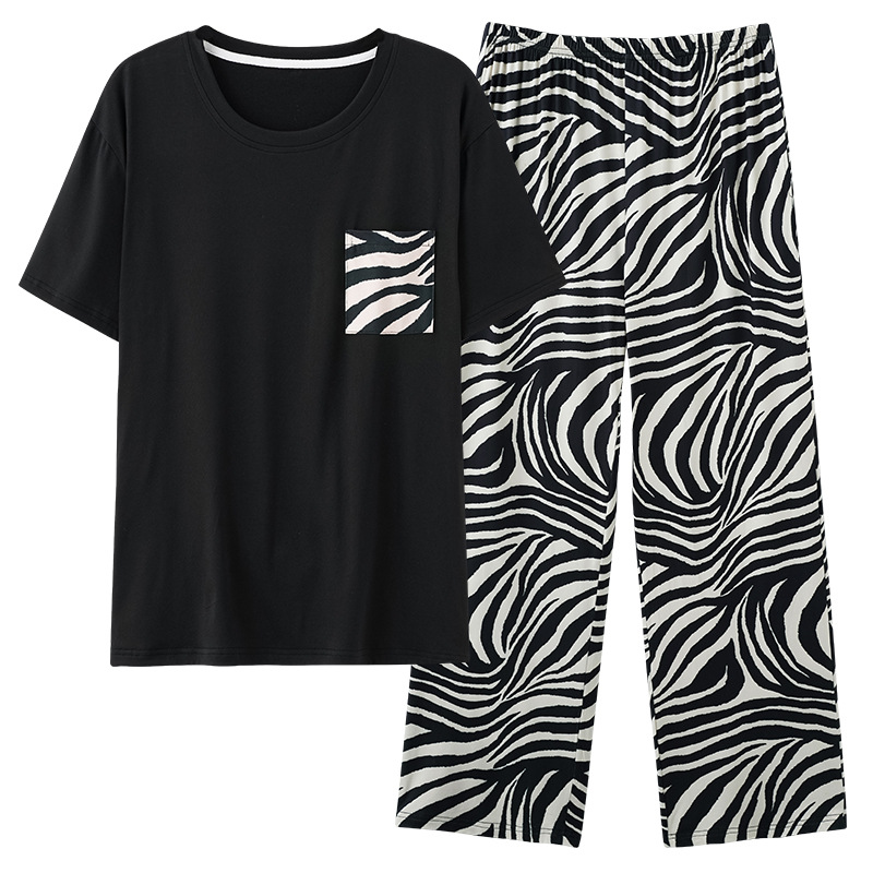Women's Plus Size Sleepwear Elegant Large Size Pajamas Set Four Seasons T-Shirt and Long Pants Breathable Homewear