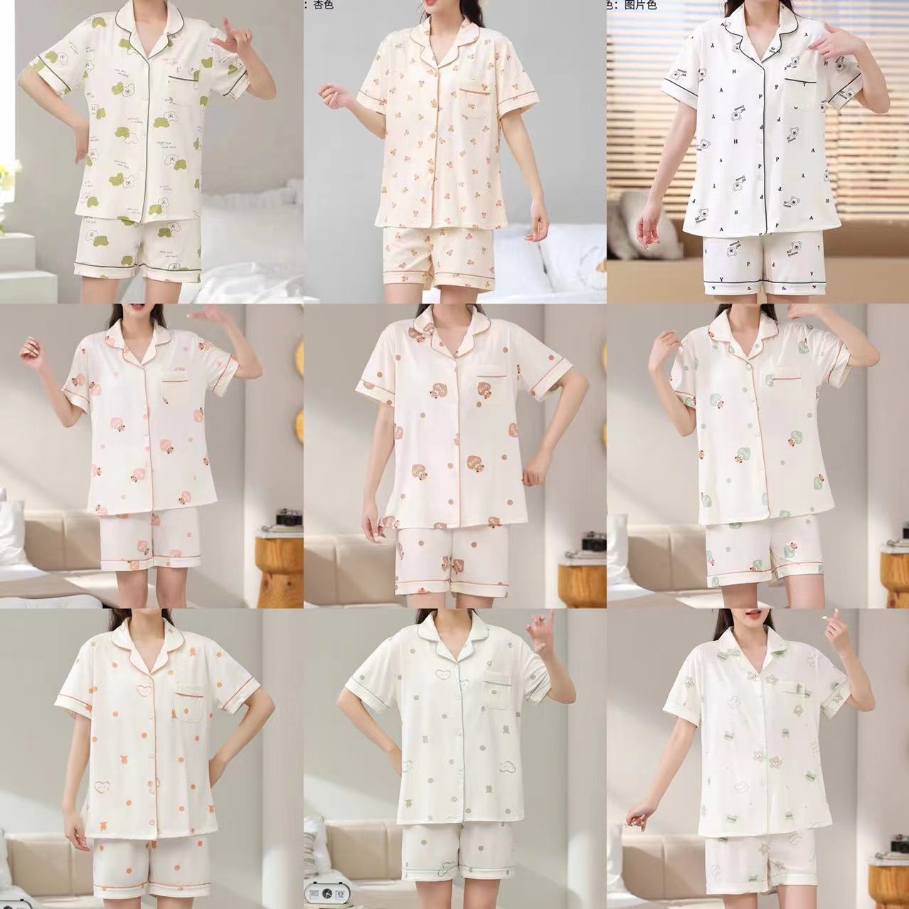 Women's Comfortable Soft Short-Sleeve Shorts Two-Piece Home Wear Set Multi-Patterned Summer Pajamas New Seasonal Collection