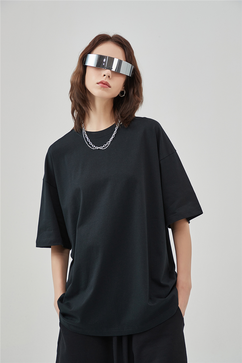 Women's Streetwear Solid Knitted 100% Cotton Regular Fit T-Shirt in Pink Black White-Bulk Order