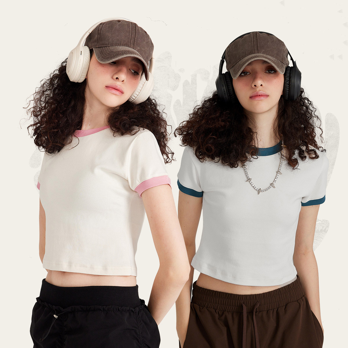 Logo Customized Slim Fit Spicy Cropped Women T Shirt Girls Color Matching Crewneck Top Tshirt Vintage Preppy Streetwear T-Shirt