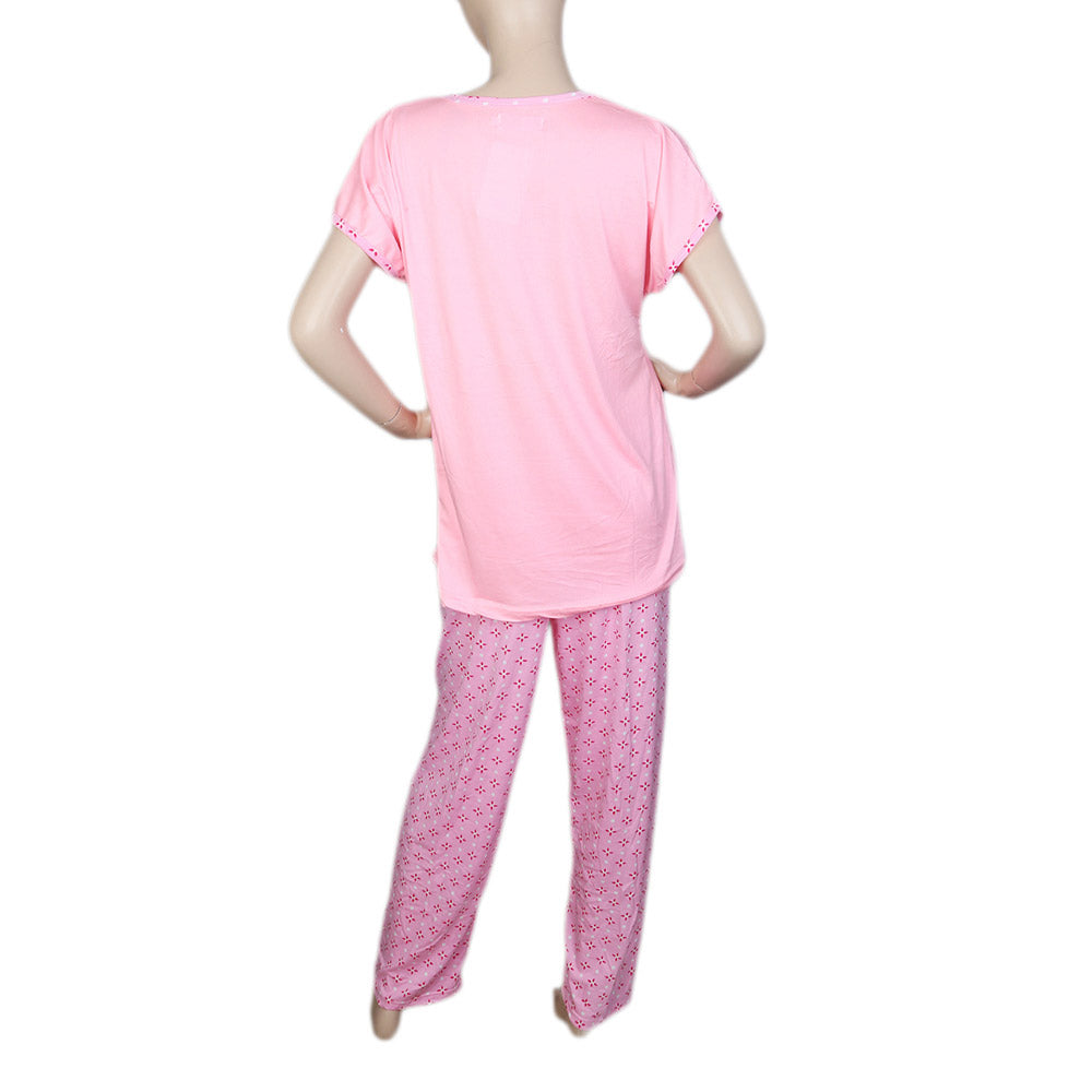 Women's 2 Piece Night Suit - Light Pink