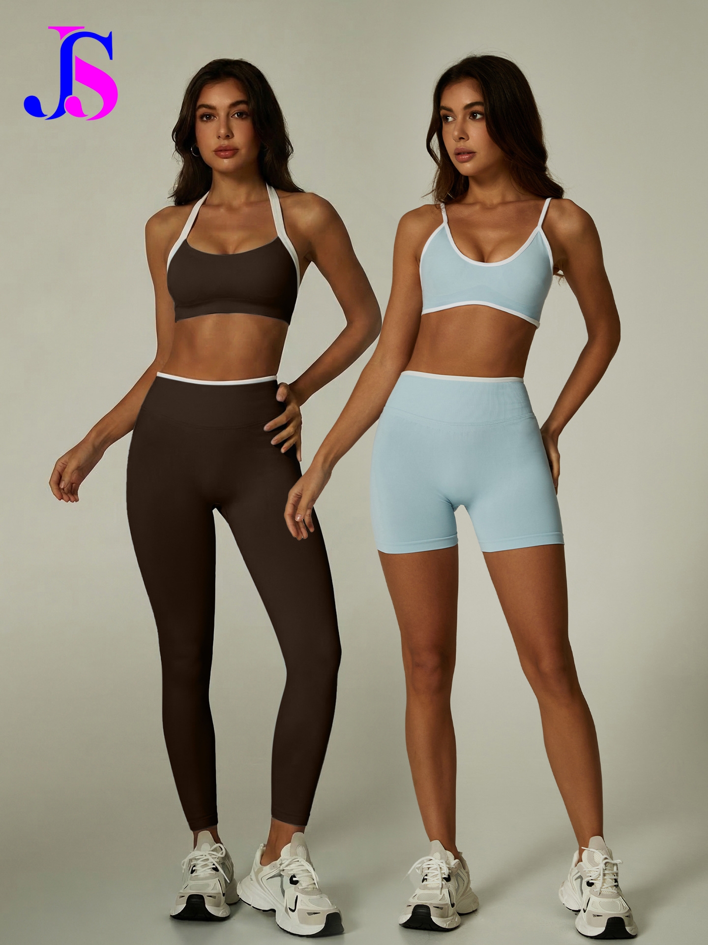 L-CP053 Women's Sportswear Sets Seamless Yoga Sets Breathable High-waisted Yoga Sets Color Blocking Pilates Gym Fitness Sets