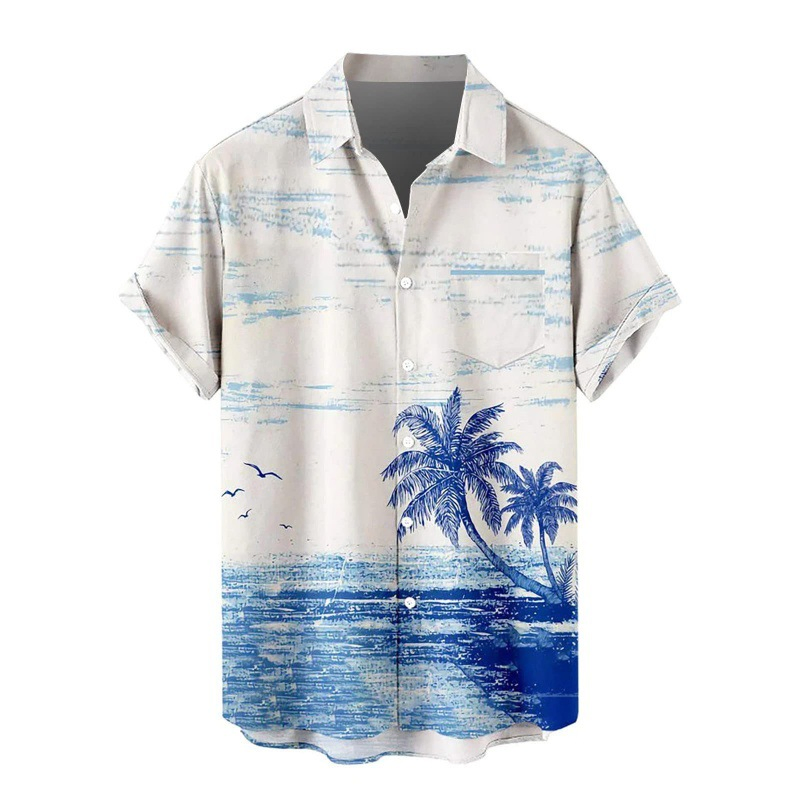 2024 Trendy Men's Print Hawaiian Shirt – Tropical Short Sleeve Resort Wear Loose Fit Summer Vacation