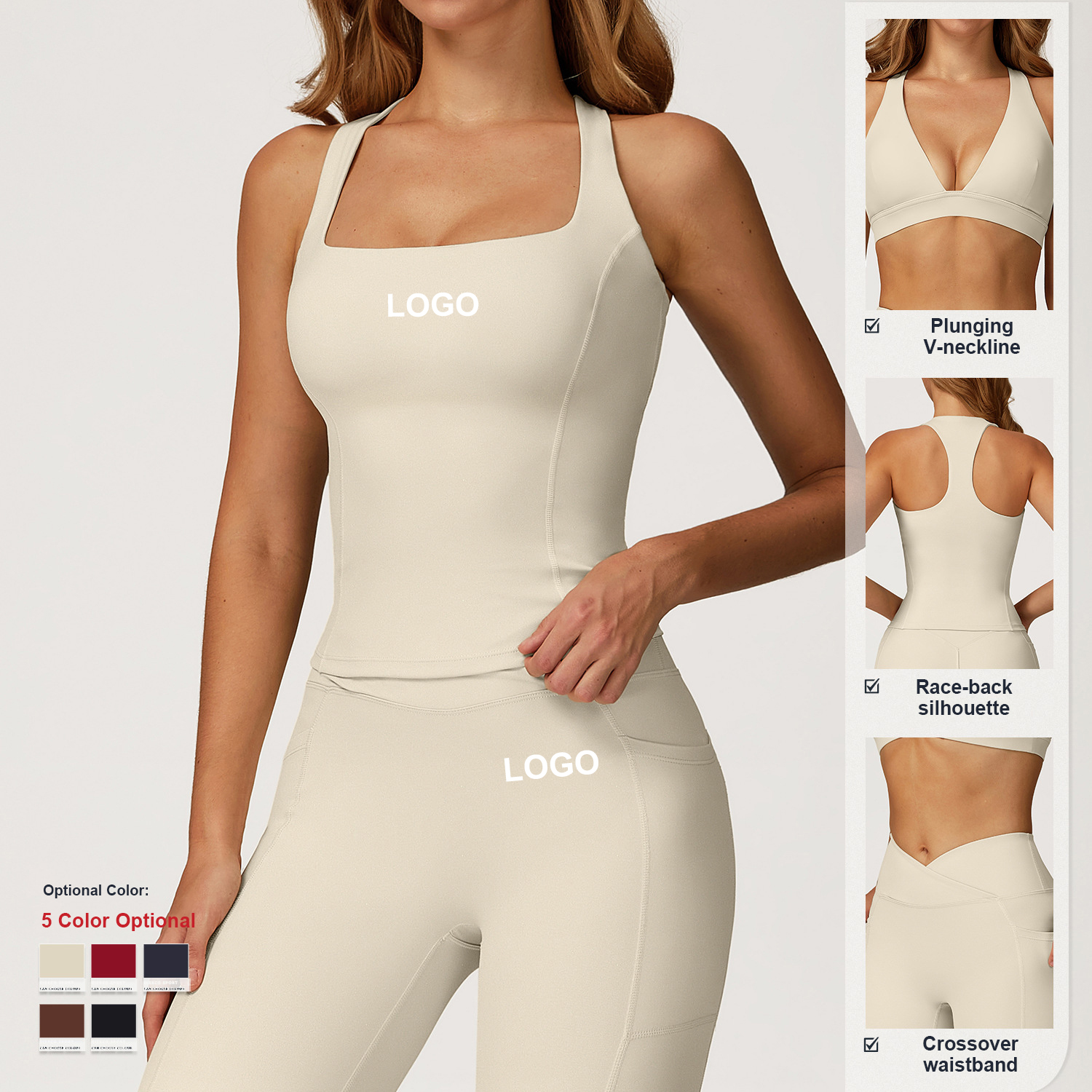 Custom High Quality Fitness Sportswear Yoga Wear Suit V-Shaped Bra Women Outdoor Gym Running Tight Fitness Sports Yoga Wear Set