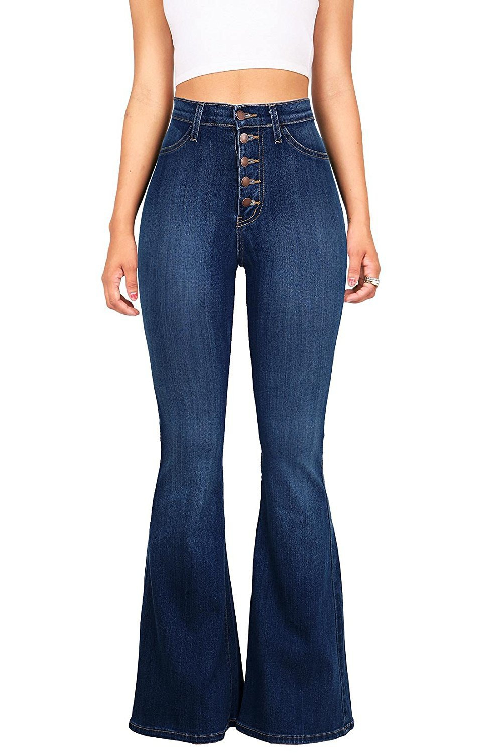 New Arrivals Popular European and American Women's Denim Trousers Slim High Waist and Buttock Flared Pants OEM Breathable