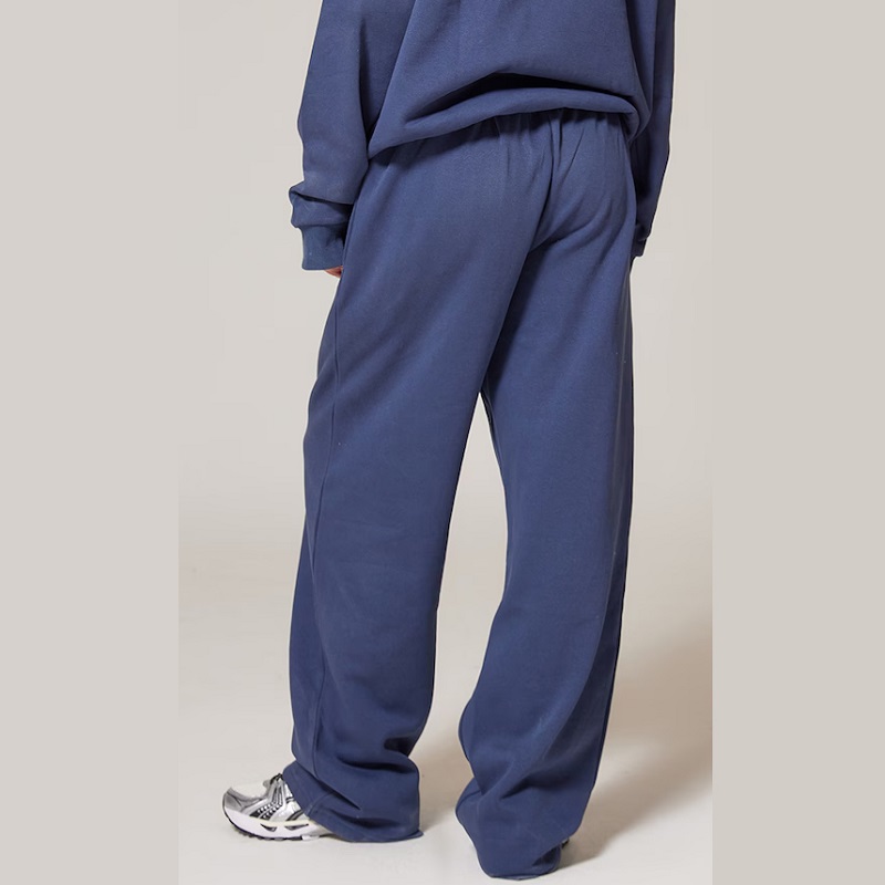 Women Navy Custom Cotton Fleece Terry Loose Lounge Jogging Pants Comfy Soft Drawstring Straight Leg Joggers
