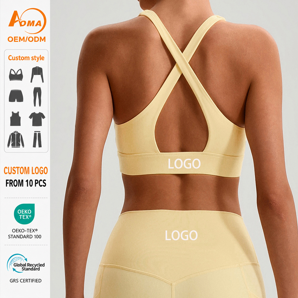 Sujetador Deportivo Mujer Custom Logo Women Criss Cross Back Sports Bra Workout Yoga Bra
