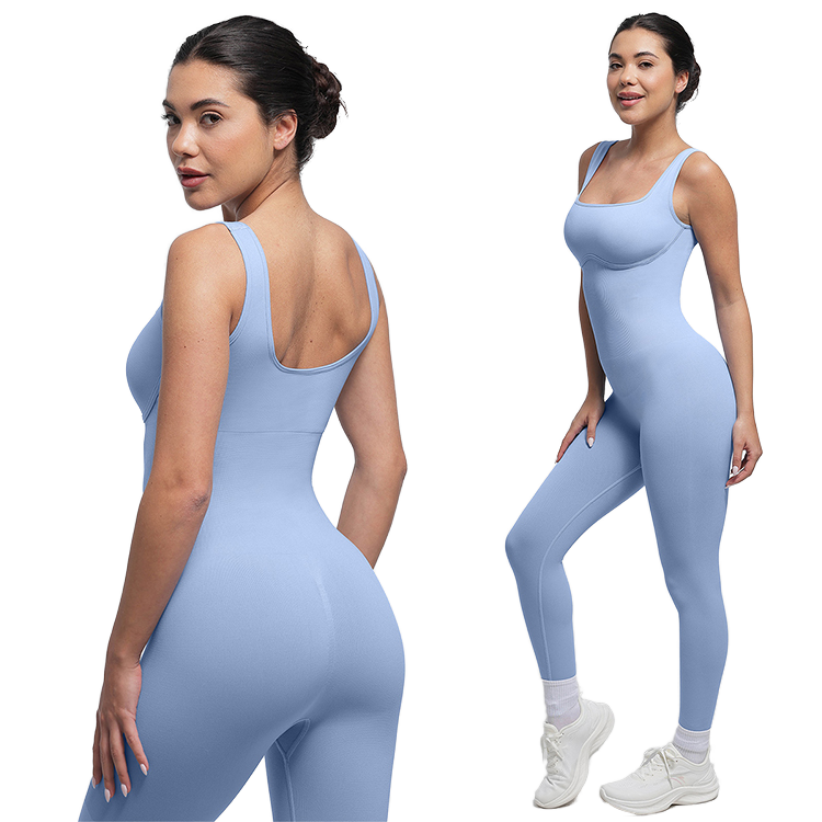 OEM/ODM Women's One Piece Gym Bodysuit Plus Size High Waist Seamless Yoga Jumpsuit Knitted Sports Fitness Workout Clothing