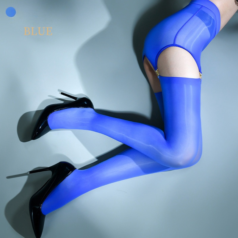 Women's Sexy Jazz Shine Free Size Opaque Open Crotch Horse Oil Stockings Solid Pattern Compression Knitted Pantyhose