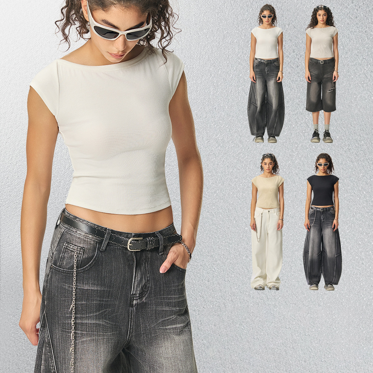Women's Casual Streetwear Slim Fit Spandex/Cotton Jersey Embroidered Knitted Shoulder Spice Girls Short T-Shirt Custom Logo
