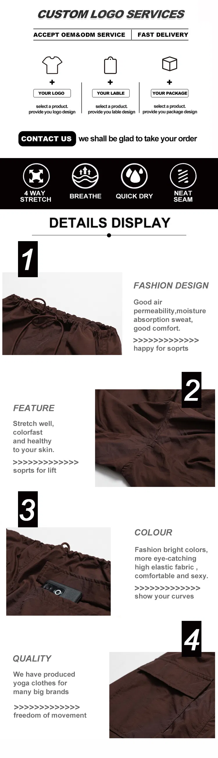 Women loose straight leg cargo pants detail infographic