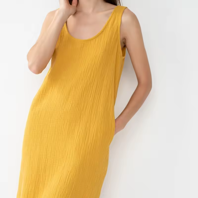 Straight Style 100% Organic Cotton Muslin Sleeveless Women Dress Summer Women's Clothing Maternity Pajama