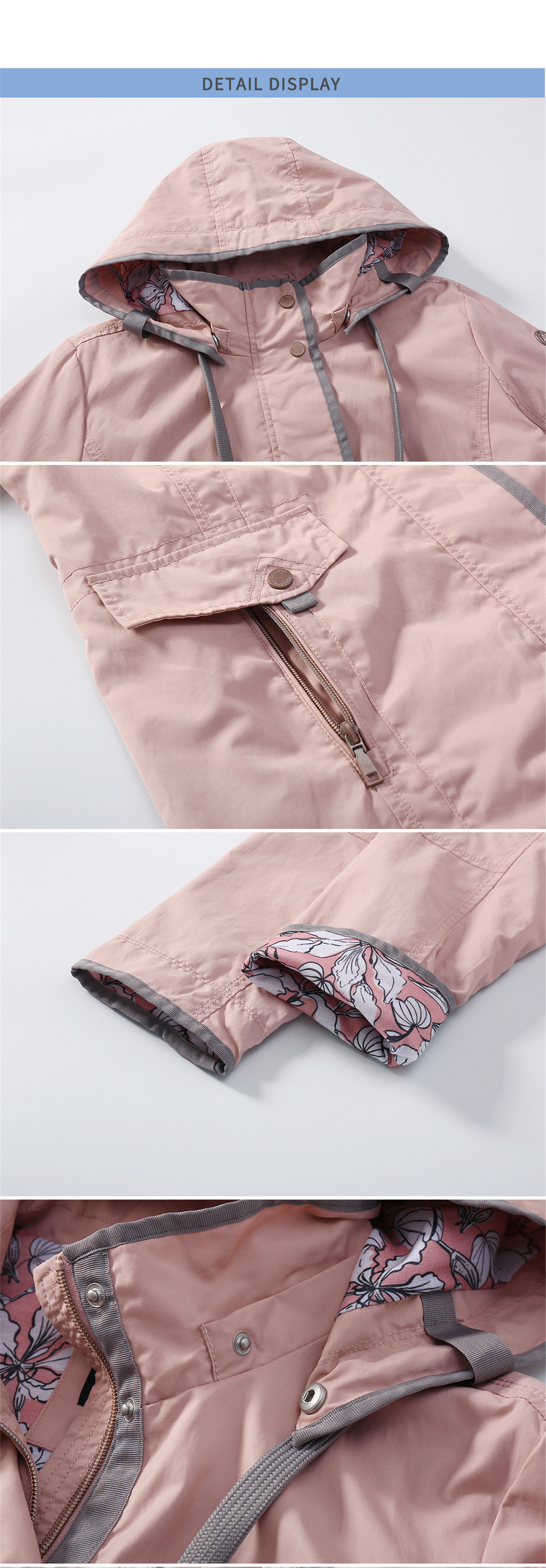 Ladies windproof jacket detail 6