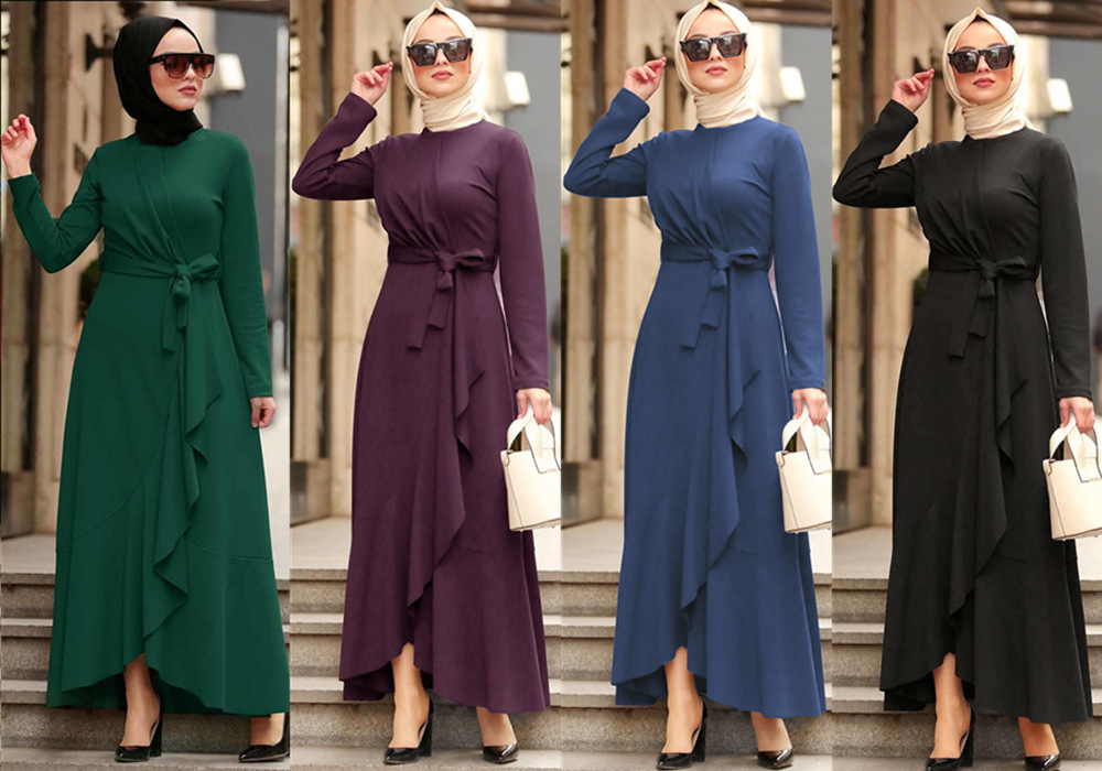 Long Sleeve Leisure Woman Dresses Lace-up Length-skirt Woman Dresses