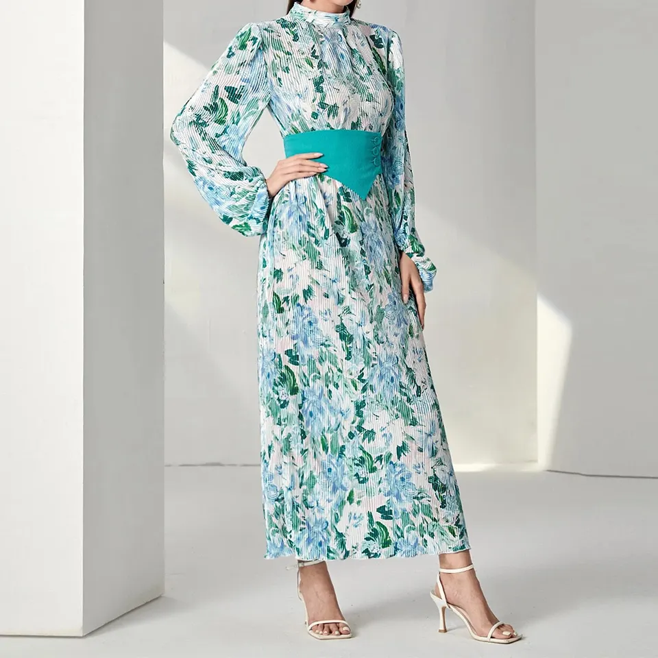 High Quality New Autumn Style Print Dress With and Long Sleeves for Women's Fashion Plus Size Women's Dresses