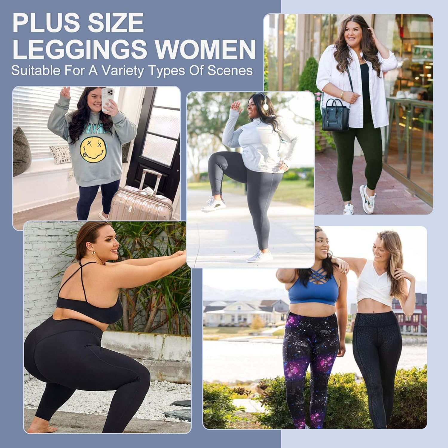 3 Pack Plus Size Solid Knee-Length Leggings Pockets Women High-Waisted Tummy Control Spandex Soft Black Summer Workout Pants