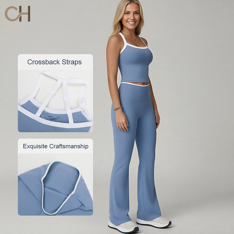 Wholesale Breathable Women's Sports Gym Workout Yoga Sportswear 2-piece Set Workout Clothes For Running And Exercising Yoga Set