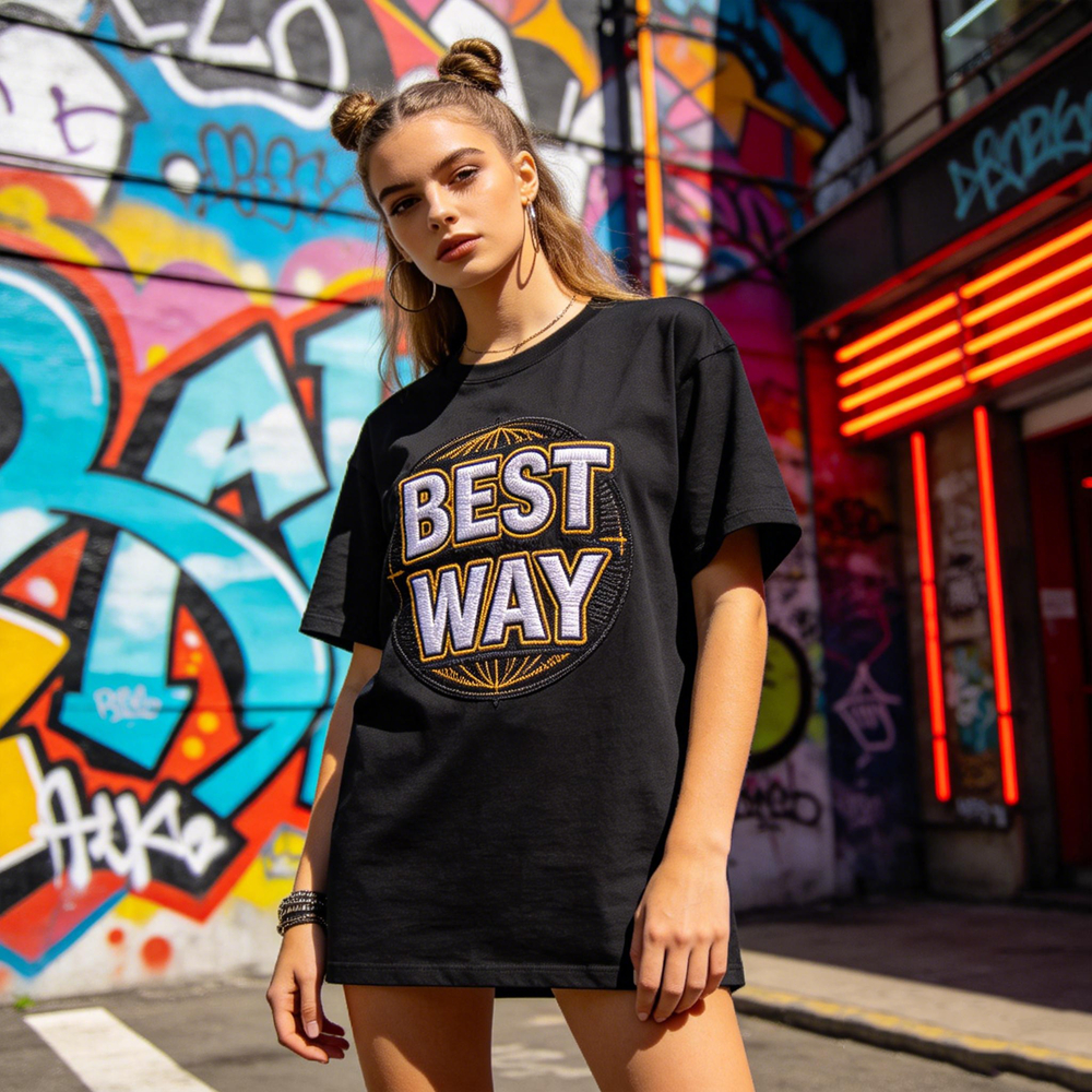 Fashion Custom Design Women's Streetwear Loose Logo Heat Transfer Printed 100% Cotton Eco-Friendly Black Short Sleeve O-Neck