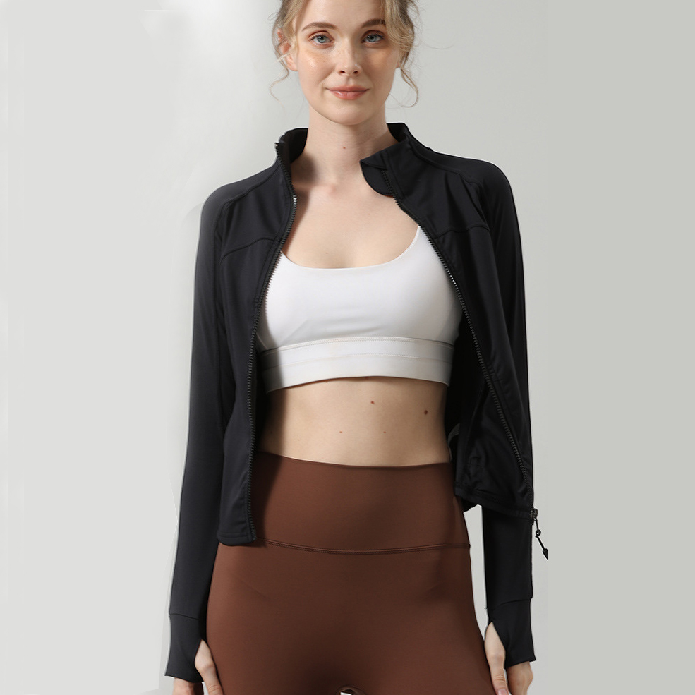 DUOLLB Custom Women's Breathable Yoga Jacket Fade Resistant Athletic Top for Gym Workout Sportswear