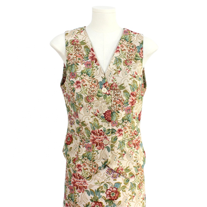 Custom Formal Floral Jacquard Woven Breathable Eco-Friendly Recycled Cotton Women's Jacket and Vest