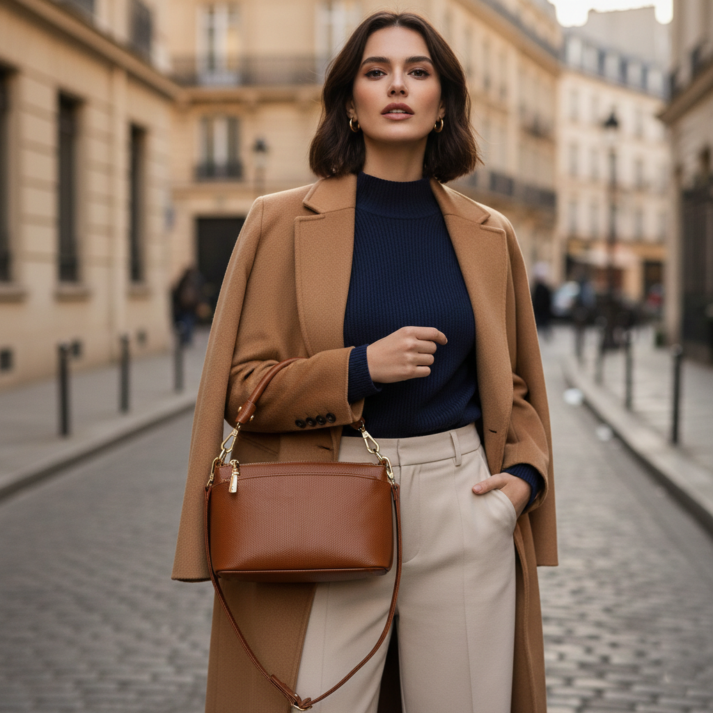 Women's Eco-Friendly Genuine Leather Luxury Crossbody Bag Single Shoulder Chains Waterproof Fashion Mom Style Winter Autumn