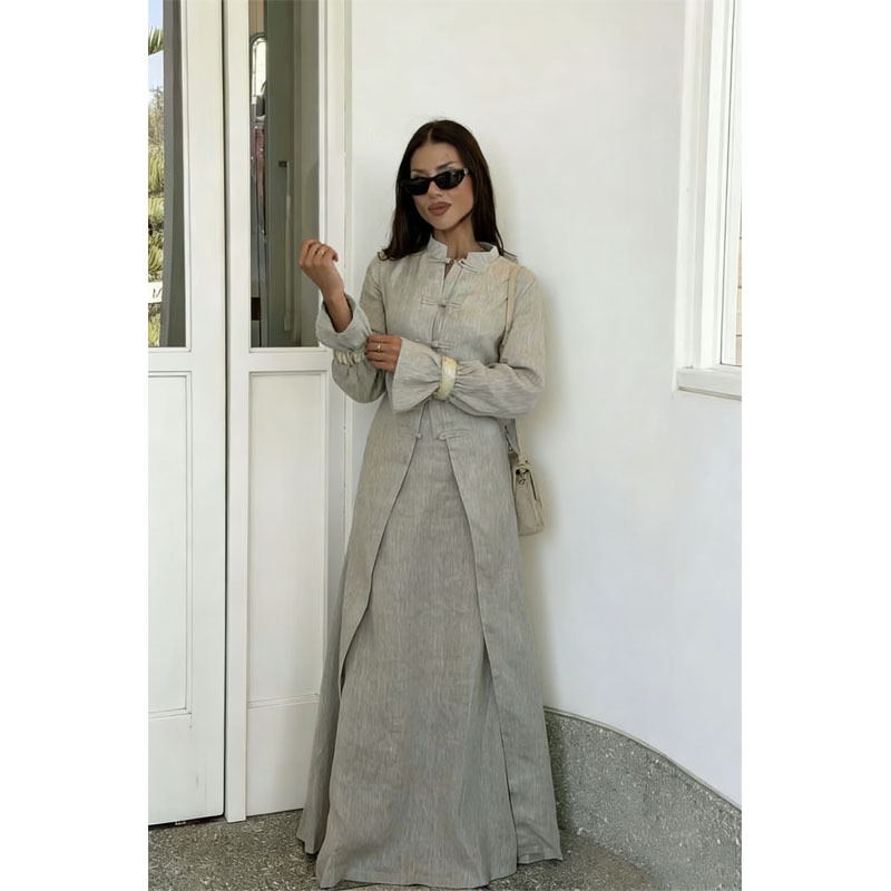 Modest Women's Abaya Set Breathable Jazz Crepe Shirt and Skirt Casual Ramadan Eid Look