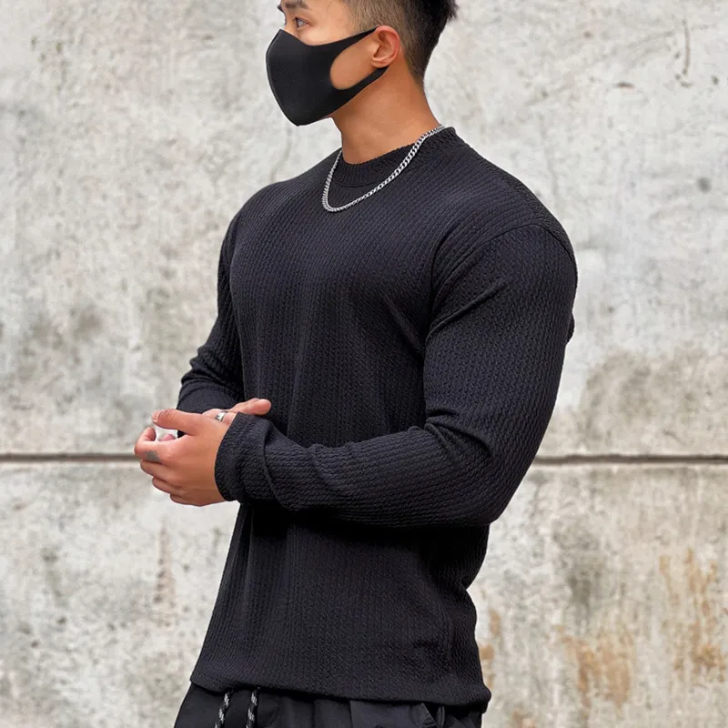 Custom Designer O-Neck Casual Men Loose Knitted Pullover Sweater Fitness Clothes