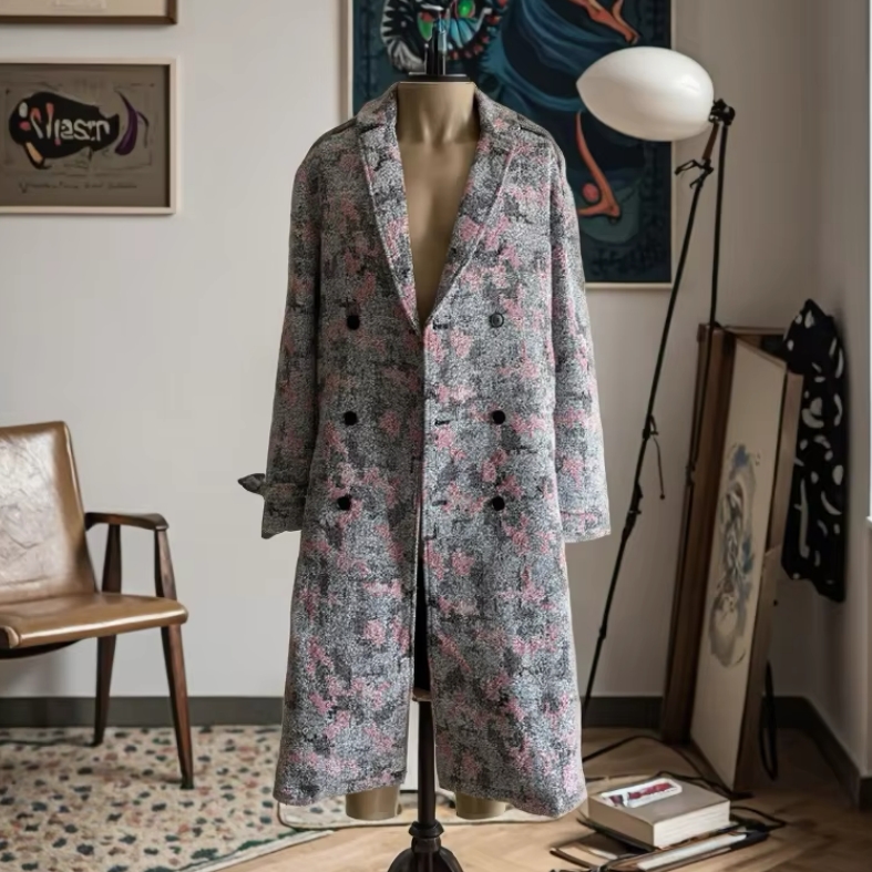Women's Unique Design Coats Custom Vintage Tapestry Trench Coat