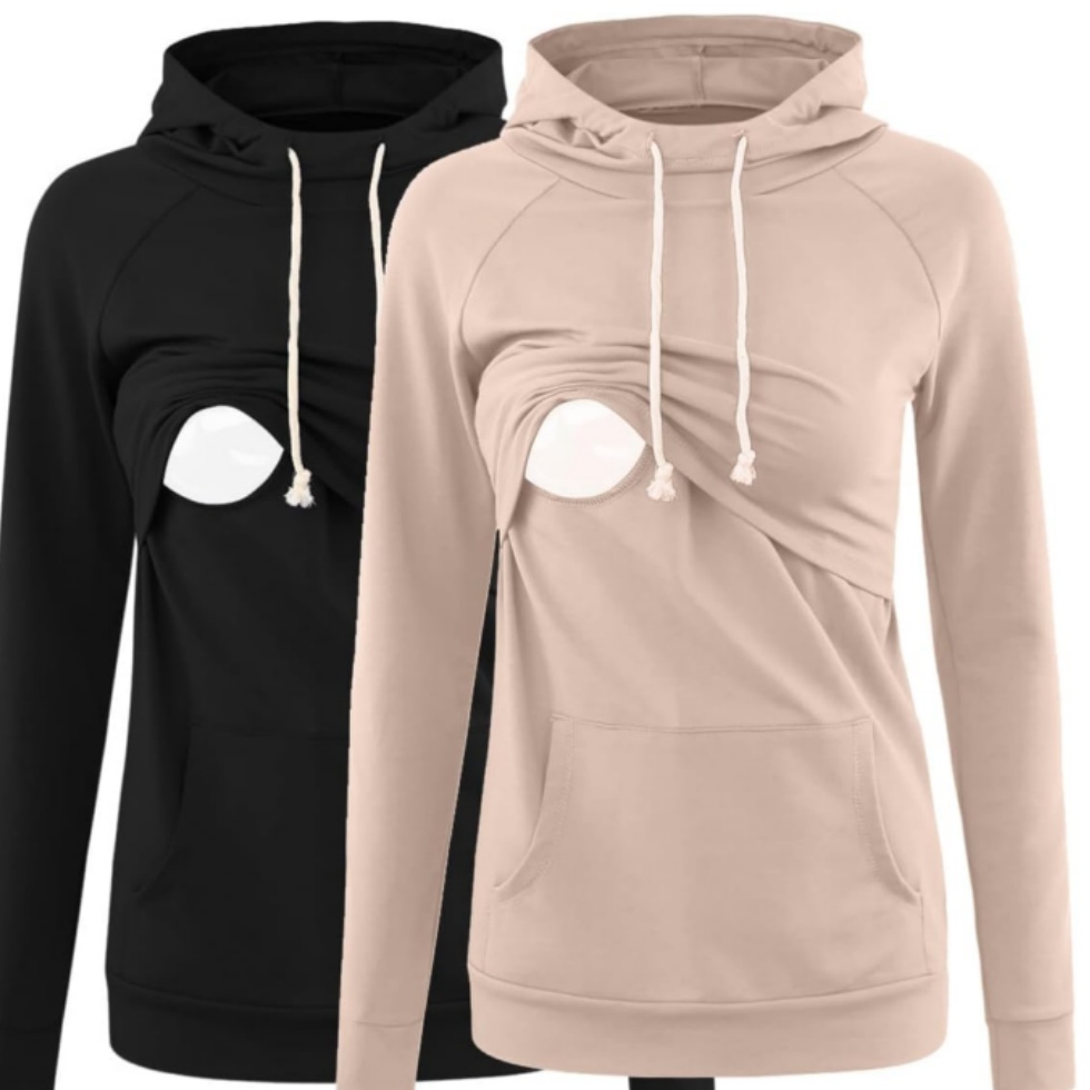 Maternity Nursing Hoodie for Breastfeeding Women Long Sleeve Comfortable Mom Sweatshirt with Easy Access Nursing Opening