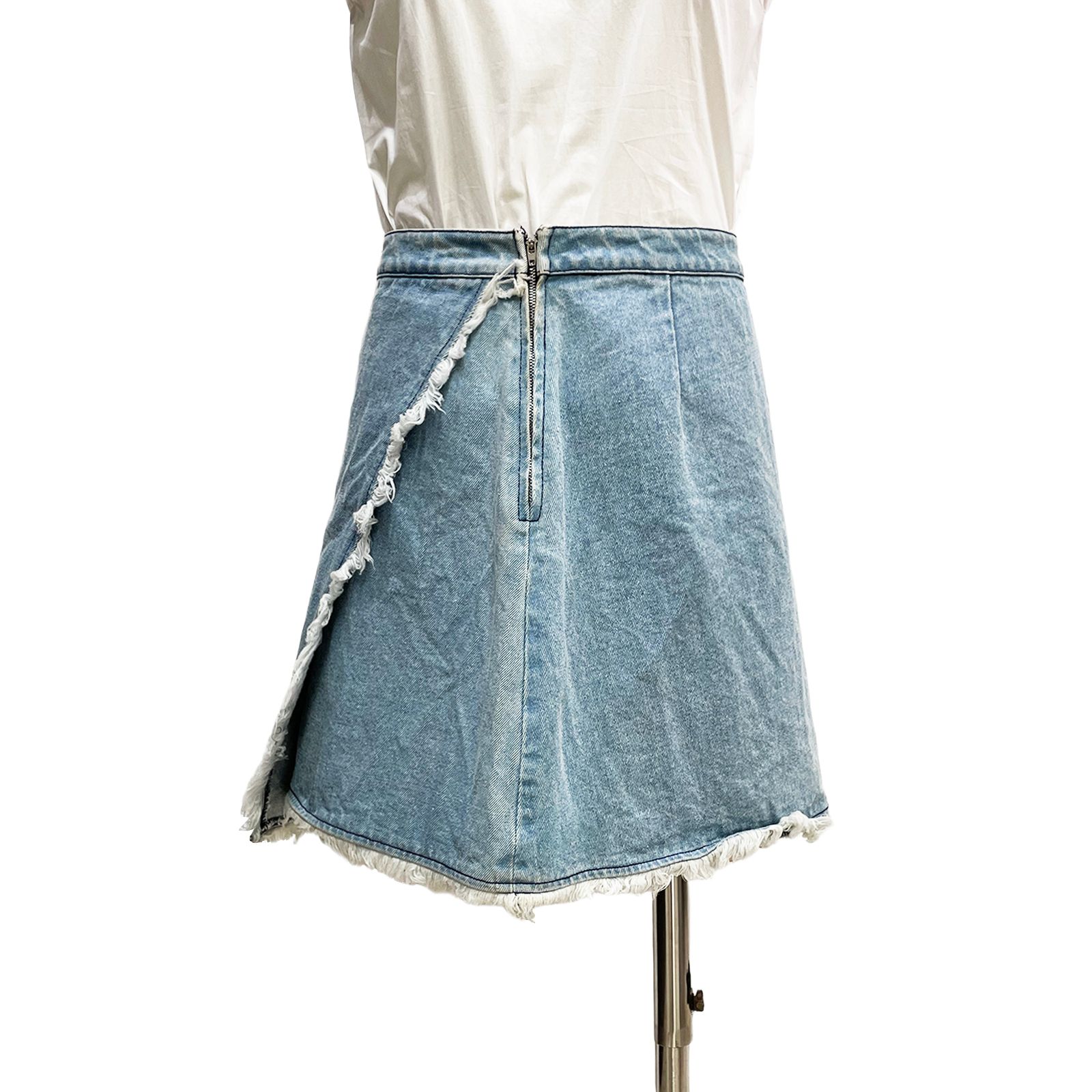 Custom Women's Irregular Fringed Denim Short Skirt