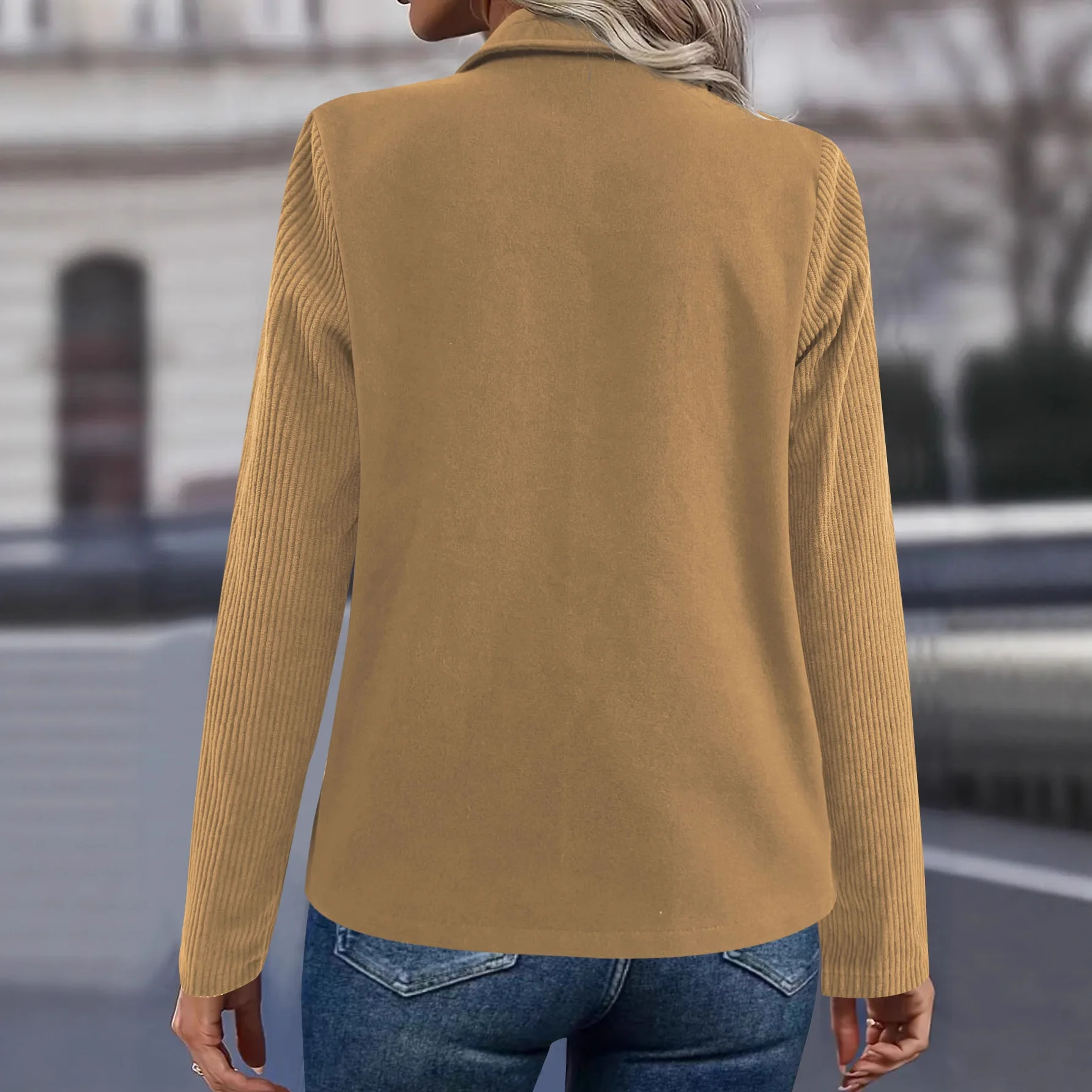 Women's Eco-friendly Knitted Thermal Long Double Breasted Button Woolen Coat Winter Lapel Office Chic Elegant Blazer Outerwear