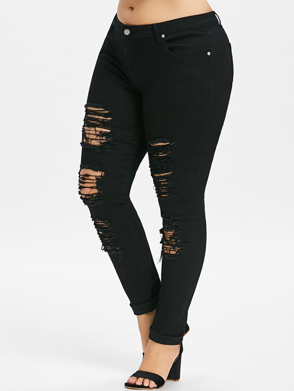 Hot Selling Women's Casual Mid Waist Pencil Pants Plus Size Fashion Slim Stretch Breathable Denim Jeans High Street Embroidery
