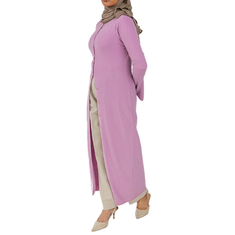 Wholesale Custom Logo Design OEM &amp; ODM Flare Sleeve Modest Maxi Abaya Muslim Fine Cotton Acrylic Knit Cardigan Women's Sweater