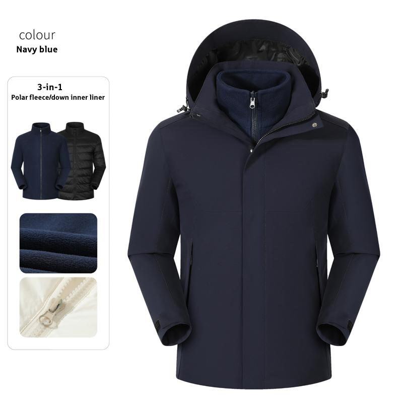 Super Warm Custom Logo Zipper Three in One Windbreaker Jacket Women Men's Jacket Waterproof Windproof Polar Fleece Inner Jacket