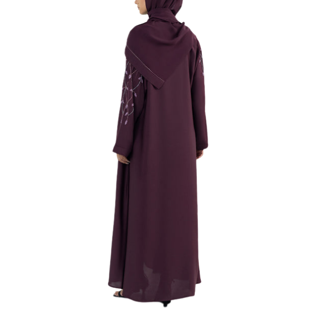 Hot Sale Elegant Dubai Abaya Women Breathable Quick Dry Lightweight Floral Embroidered Long Sleeves Plus Size Modest Islamic