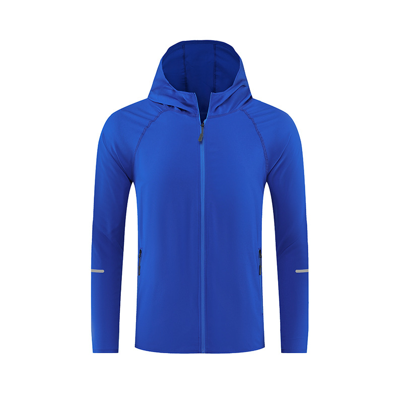 Men Women Hooded Running Windbreakers Lightweight Sports Jackets Spring Solid Fluorescent Long Sleeved Casual Zippered Quick Dry