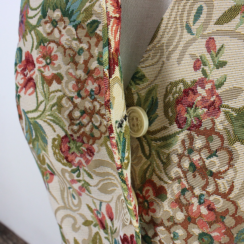 Custom Formal Floral Jacquard Woven Breathable Eco-Friendly Recycled Cotton Women's Jacket and Vest