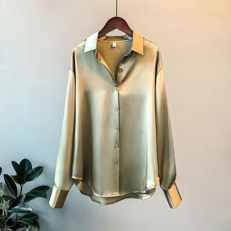 Luxury Women's Satin Office Blouse Color options