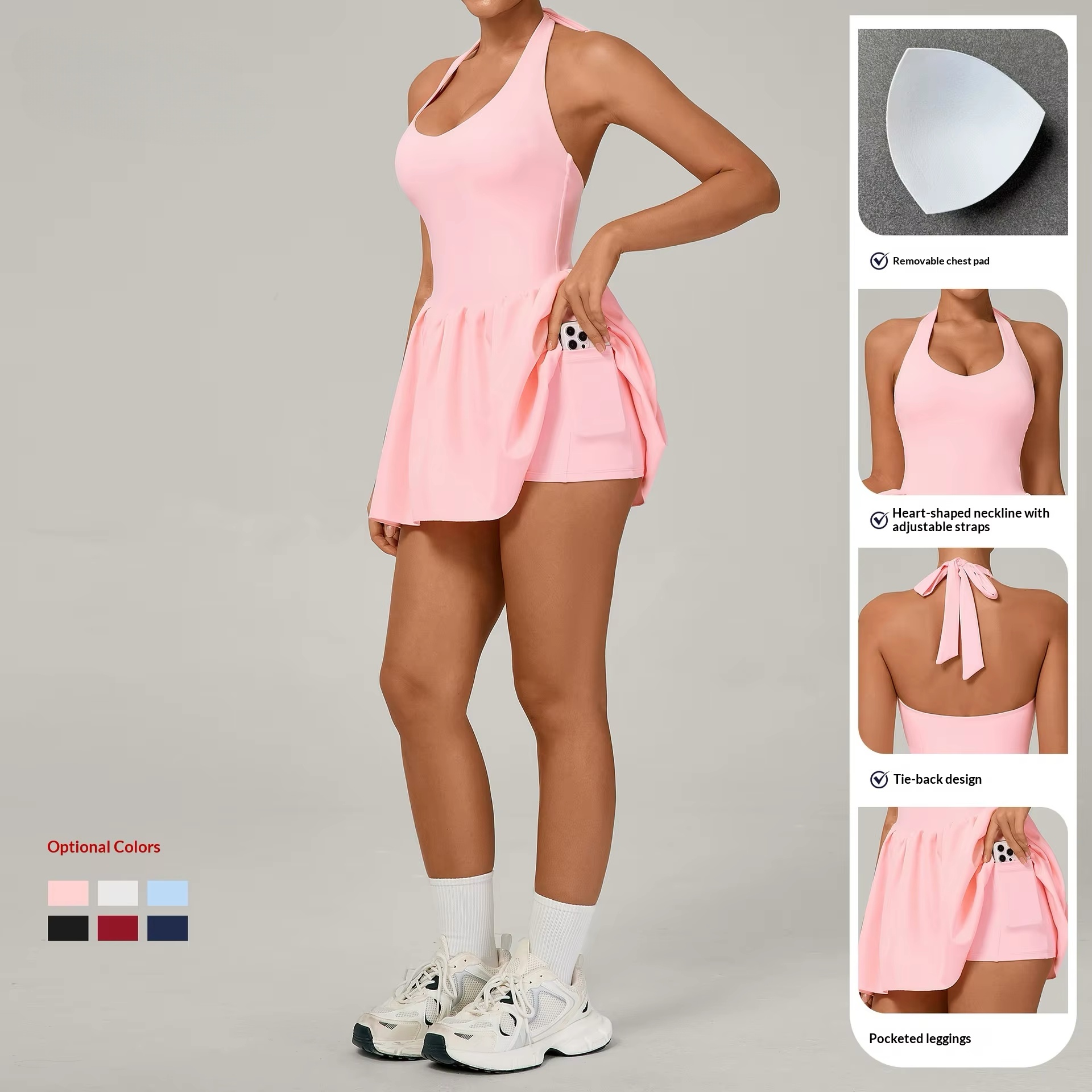 Lace-Up Nude-Look Breathable Solid Sports Tennis Wear Women's Anti-Exposure Base Outdoor Running Fitness