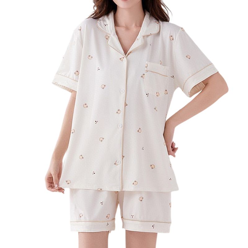 Women's Comfortable Soft Short-Sleeve Shorts Two-Piece Home Wear Set Multi-Patterned Summer Pajamas New Seasonal Collection