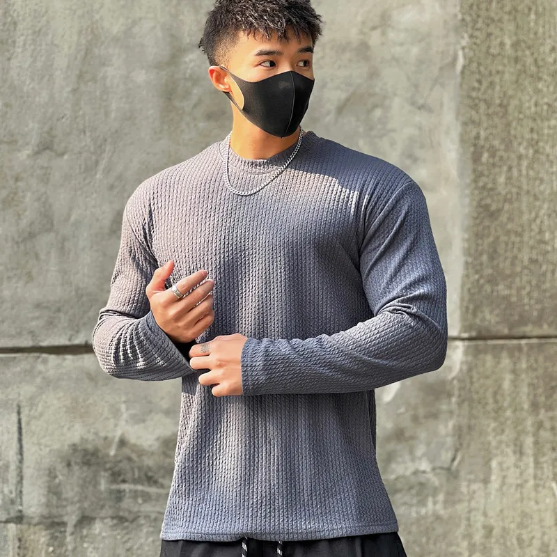 Custom Designer O-Neck Casual Men Loose Knitted Pullover Sweater Fitness Clothes