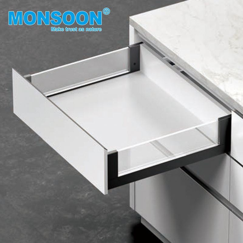 Heavy Duty Zinc Plated 3 Way Undermount Drawer Box Slide Rail System Kitchen Soft Closing Box Glass Drawer Runner Kitchen Drawer Systems for Kitchen