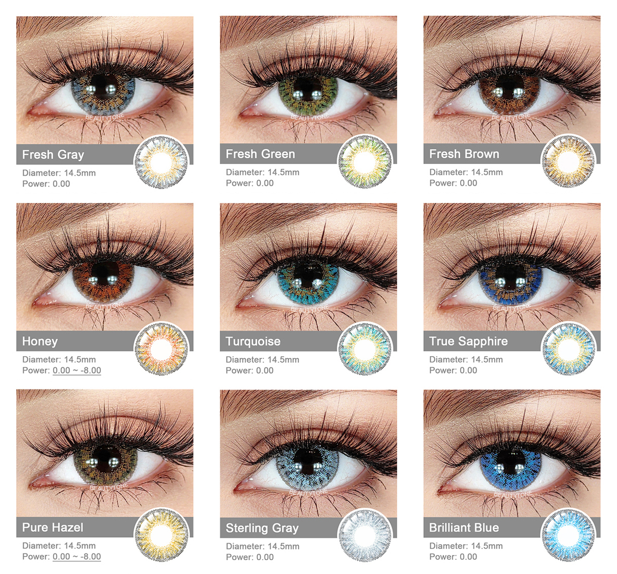 HOT Eye Colored Contact Lenses Fresh Looking Chinese Cheap 14.5mm Big Size 3 Tone Soft Yearly Wholesale Color Contact Lens