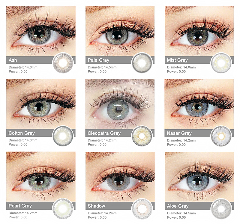 Yearly Soft Eyewear Grey Doll Eye Colored Contacts Dream Color Contact Lens Gray Contact Lenses with Diameter 14.0 to 14.5mm